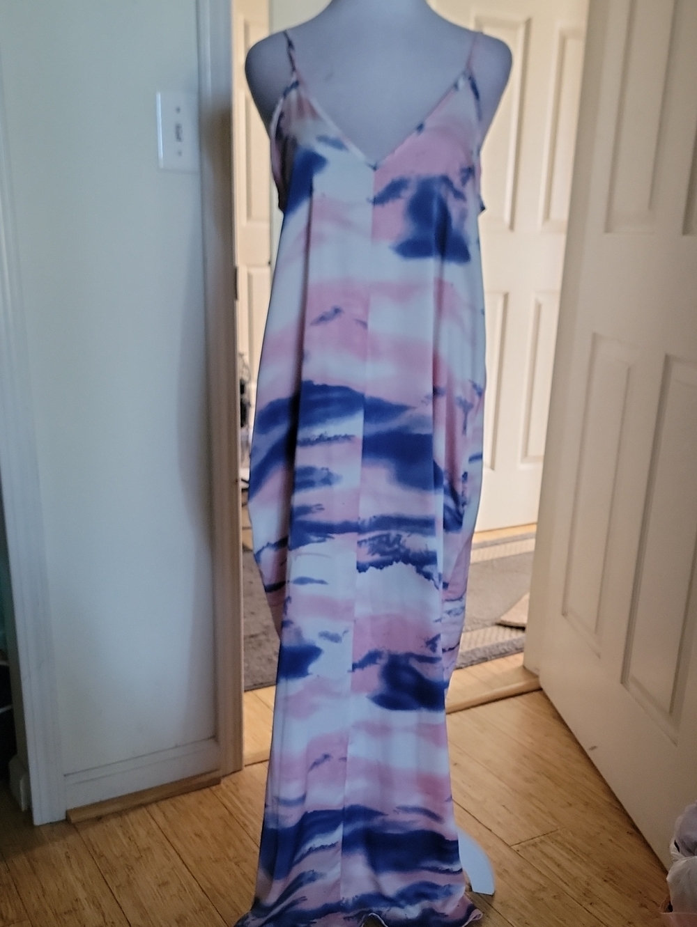 Ces Femme Slip Maxi Dress in Pink and Blue Watercolor